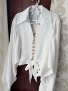 Koszula premium biała złote guziki styl Zara chanell