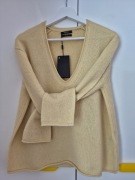 Sweter wełniany jasnożółty masełkowy Massimo Dutti