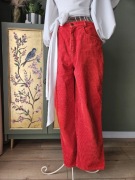 Czerwone spodnie sztruksowe Vintage Jackpot wysoki stan