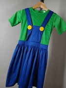 Strój przebranie karnawał Luigi Mario sukienka r.7-8l