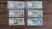 Oryginalne banknoty Prl zestaw 6 sztuk stan UNC
