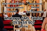 Zaświadczenia dla Chrzestnych Bierzmowanie Nauki Przedmałżeńskie 