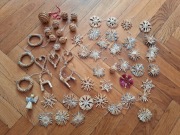 Duży zestaw starych słomkowych ozdób prl 