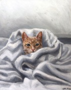 Obraz olejny rudy kot