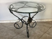 Stolik ręcznie kuty Metaloplastyka z blatem szklanym fi 0,8 Hand Made