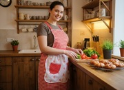 Bawełniany fartuch w stylu wiejskim – prezent handmade