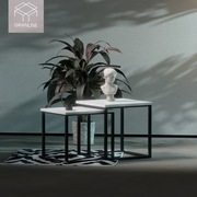 Stolik “Double Square” czarny Carrara Micro