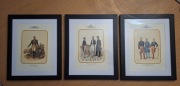 3 grafiki włoskie oprawione, seria "Costumi Militari dei Borboni di Napoli"