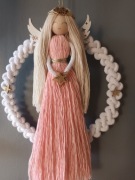 Świąteczny aniołek, makramowy, 17 x 22 cm