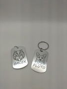 Zawieszka Identyfikator dla kota, aluminiowa grawerowana, srebrna 50x30mm