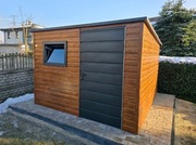 Domek narzędziowy/ogrodowy 3x3 ZŁOTY DĄB, GRAFIT, OKNO, RYNNA, PROFIL