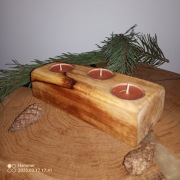Świecznik drewniany, naturalny, Hand made, drewno z odzysku,stare drewno