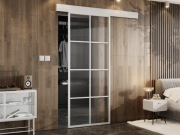 Drzwi przesuwne szklane LOFT z lustrem naścienne do garderoby sypialni