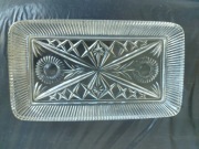 Patera mała szklana taca, Słoneczniki vintage