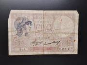 Banknot 5 Franków Francja 1933 typ Violet, obiegowy, Marianna/Robotnik 