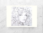 biało czarny plakat z dziewczyną, kobieta plakat A4, boho plakat 21x30