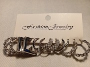 Kolczyki damskie 6 par kolor srebrny 