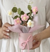 Ręcznie robiony bukiet szydełkowane kwiaty na dzień babci i dziadka