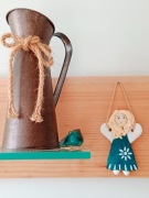 Aniołek dekoracyjny ręcznie robiony masa solna niebieski