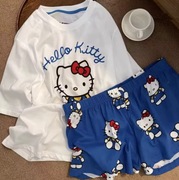 Piżama Hello Kitty Zestaw Spodenki i Koszulka Miękke Oddychające