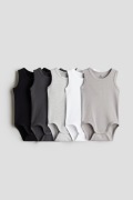 Body H&M 50 noworodek newborn bawełna czarne szare 5 pack 