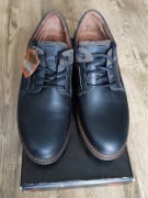 58% taniej! AM Shoe NOWE półbuty skórzane pantofle męskie czarne rozmiar 42