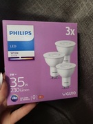 Zsstaw trzech żarówek LED Philips GU10.  Barwa biała  35 W 230 lumenów 