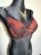 Stanik biustonosz czerwono czarny sexi 100D