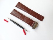 Pasek skórzany brązowy 22mm do zegarka TAG Heuer z zapięciem motylkowym 