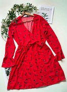 Czerwona sukienka ze wzorem w kwiaty z wiskozy floral print plus size XL 42