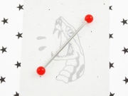 VENOM kolczyk industrial do ucha sztanga czerwony VS134