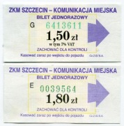 Bilet ZKM Szczecin - 1.50zł w tym 7% vat, 1.80zł