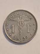258. Moneta Belgia 1 frank 1922 rok 