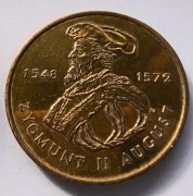 2 zł., złote 1996 Zygmunt II August. Piękne i rzadkie.