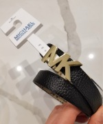 Michael Kors czarny pasek dwustronny skórzany złote Logo M