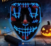 Maska LED 3tryby świecenia dla DJ techno Cosplay Karnawał Przerażająca Neon