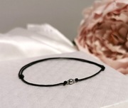 Bransoletka szczęścia czarna srebrny hematyt stal regulacja amulet 