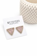 Kolczyki trójkąty z koralików Miyuki jasnoróżowe hipoalergiczne handmade