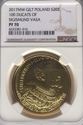 20 ZŁ 100 DUKATÓW ZYGMUNTA III 2017 NGC PF70 ! MAX IDEAŁ