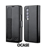Etui Samsung Galaxy Z Fold 4, OCASE, ze skóry, portfelowe, RFID, szkło hart