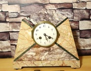 Stary Francuski ,zegar kominkowy polerowany marmur mozaikowy