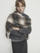 okazja MASSIMO DUTTI duży szal KRATA wełna alpaka 70 euro