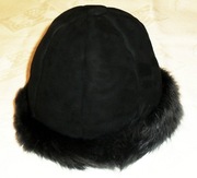 Czapka zimowa naturalne futro kożuch czarna, dwustronna, rozmiar S