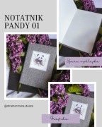 Ręcznie szyty notatnik w kratkę Pandy 01