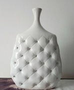 Wyprzedaż Biały wazon ceramiczny z kryształkami Glamour 