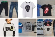 Paka 122 jeansy H&M t-shirty Rolling Stones koszulki Zara 