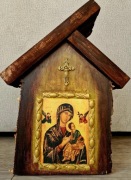 Kapliczka drewniana Matka Boska ręcznie robiona nowa rękodzieło
