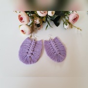 Kolczyki Piórka Makrama wrzosowe