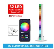 Słupek świecący w rytm muzyki RGB efekt świetlny 32LED USB biały 2B apka