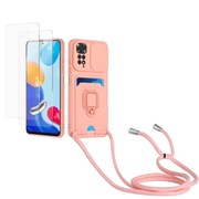 Etui Kaslly Redmi Note 11 Pro / 11 Pro 5G + 2 szkła, różowe